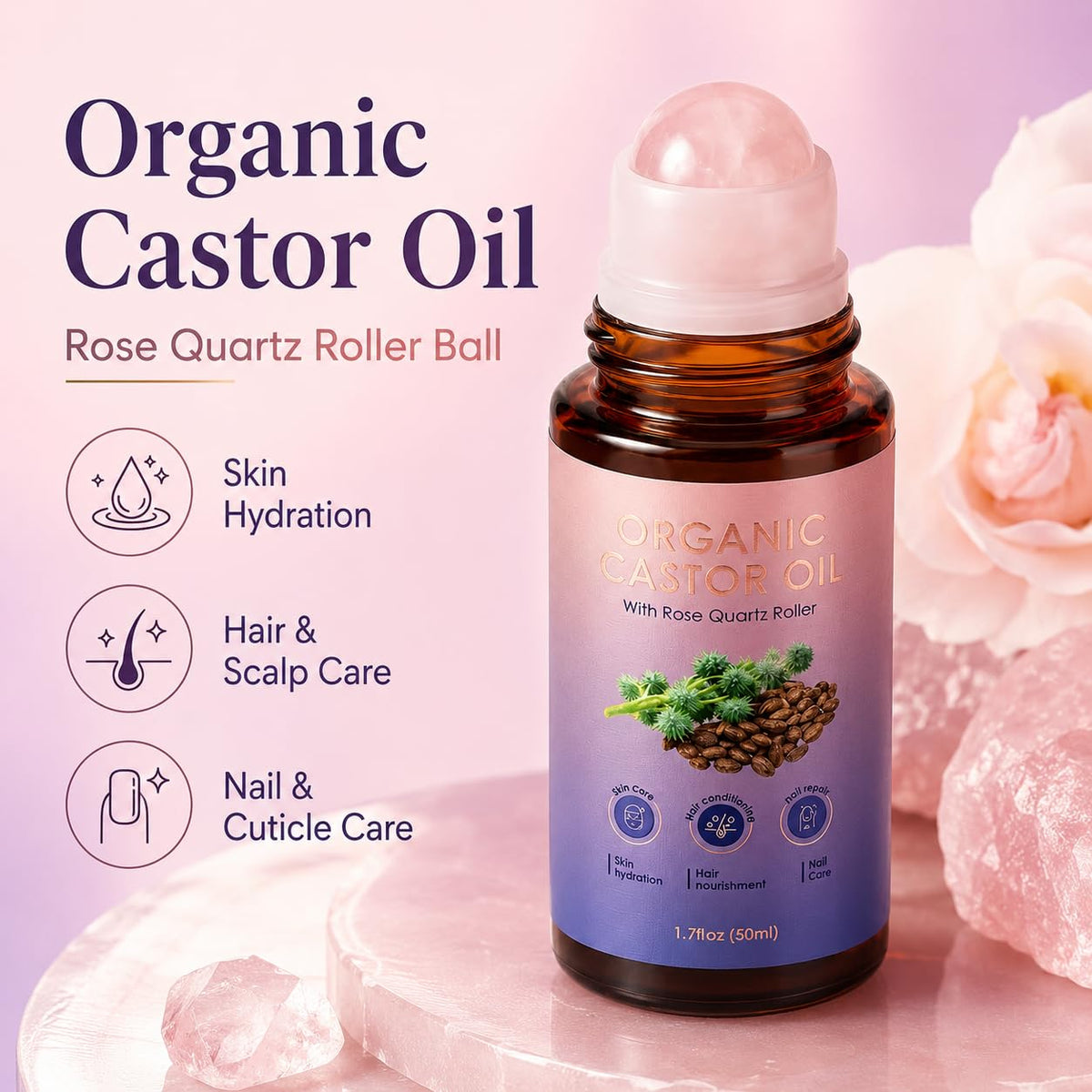UOZXIL closeup of rose quartz head highlighting smooth controlled application