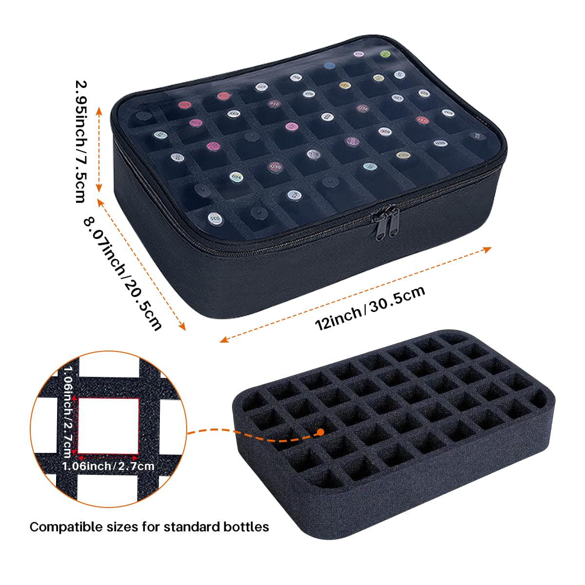 UOZL open case with removable foam inserts protecting bottles for travel