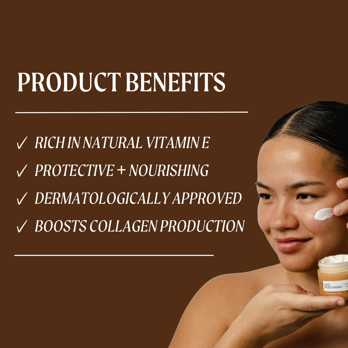 UPCIRCLE texture close-up cream highlighting smooth, fast-absorbing benefit
