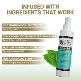 Uplift Provisions fine mist spraying on hair for even texture
