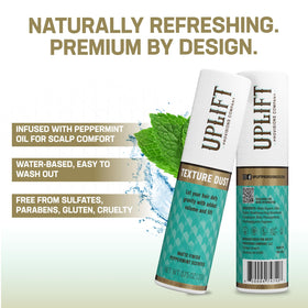 Uplift Provisions bottle in hand for scale, emphasizing compact travel-friendly size