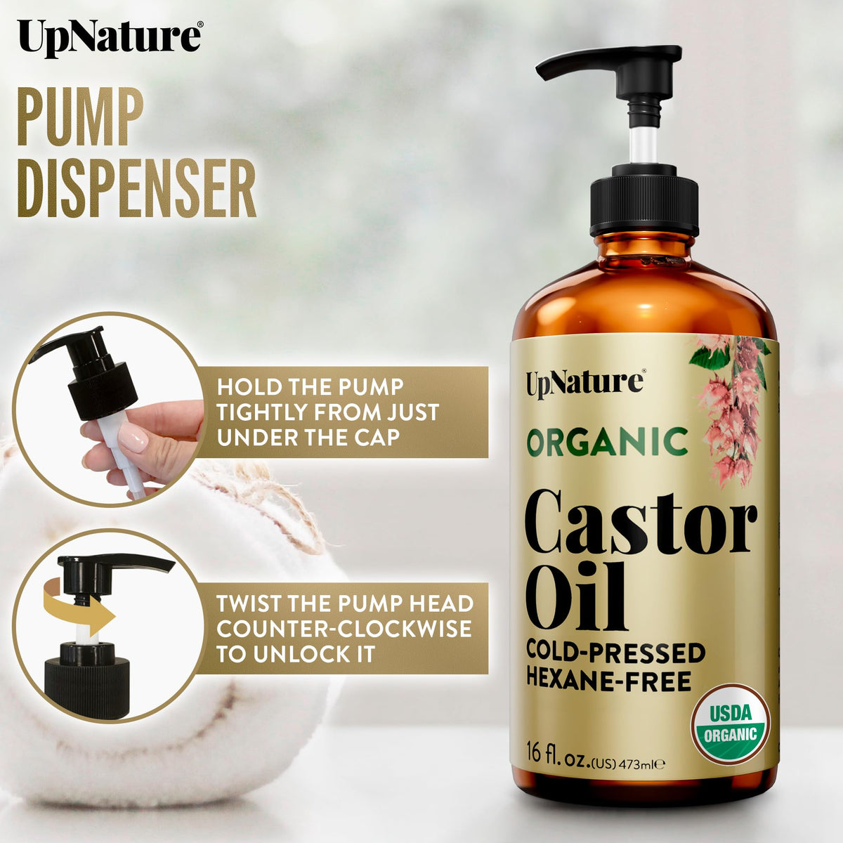 UpNature oil on bathroom shelf illustrating daily routine convenience