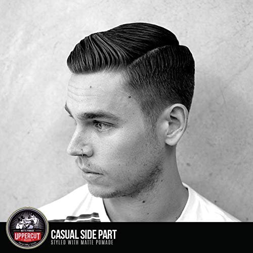 UPPERCUT DELUXE label close-up focused on ingredients and barber-crafted quality