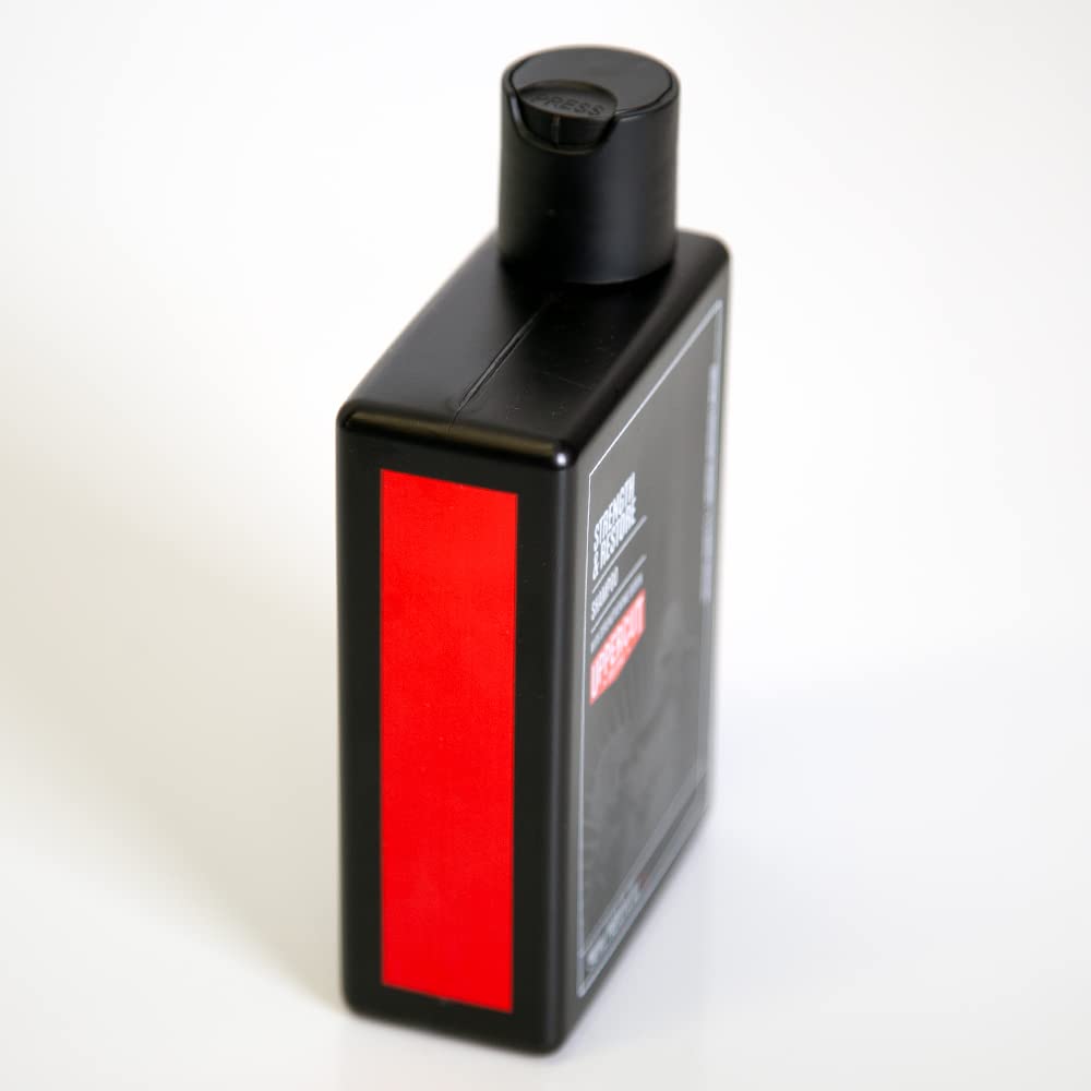 UPPERCUT DELUXE in-shower use with man rinsing hair, portrays energizing scalp refresh