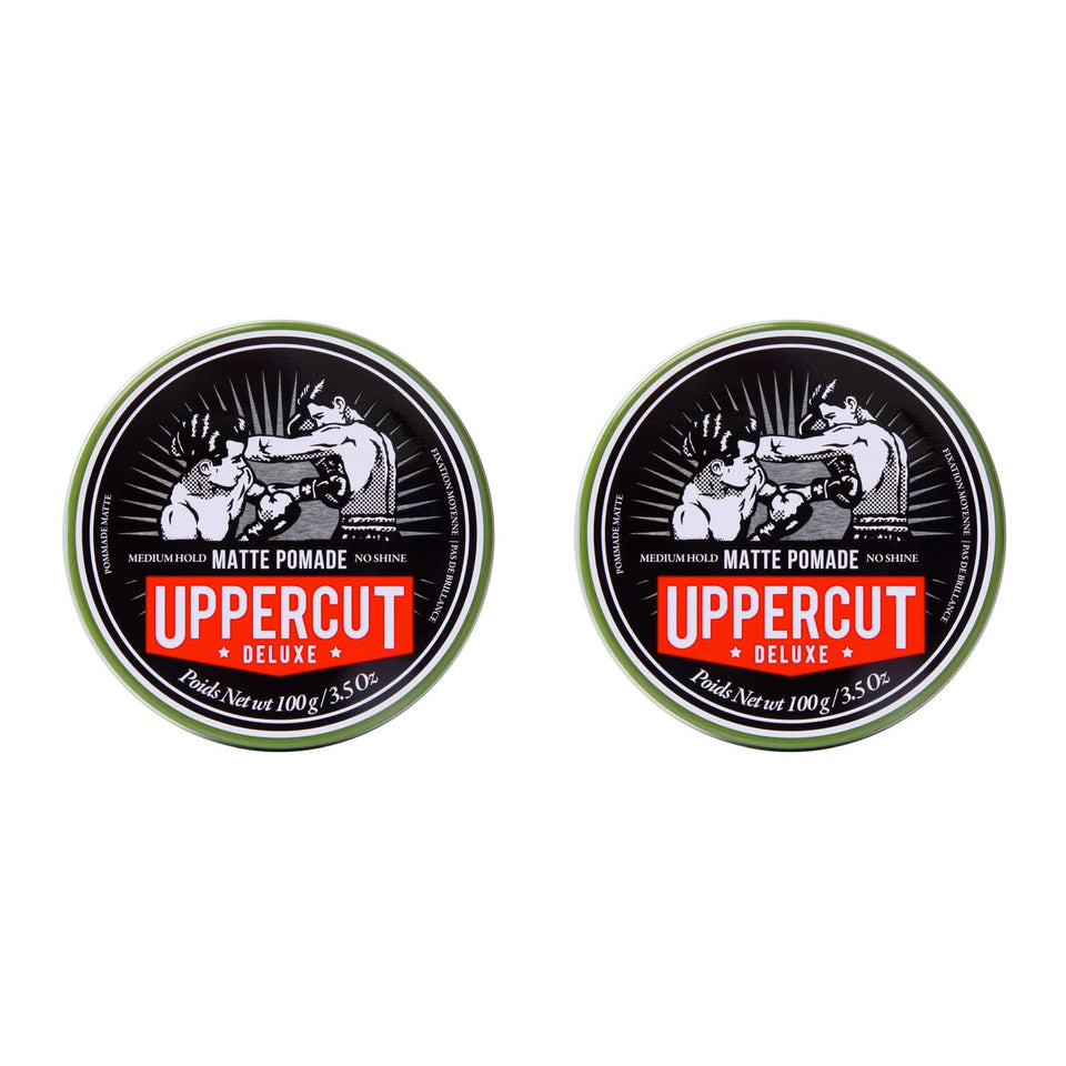 UPPERCUT DELUXE front packaging showing medium-hold matte pomade for precise styling