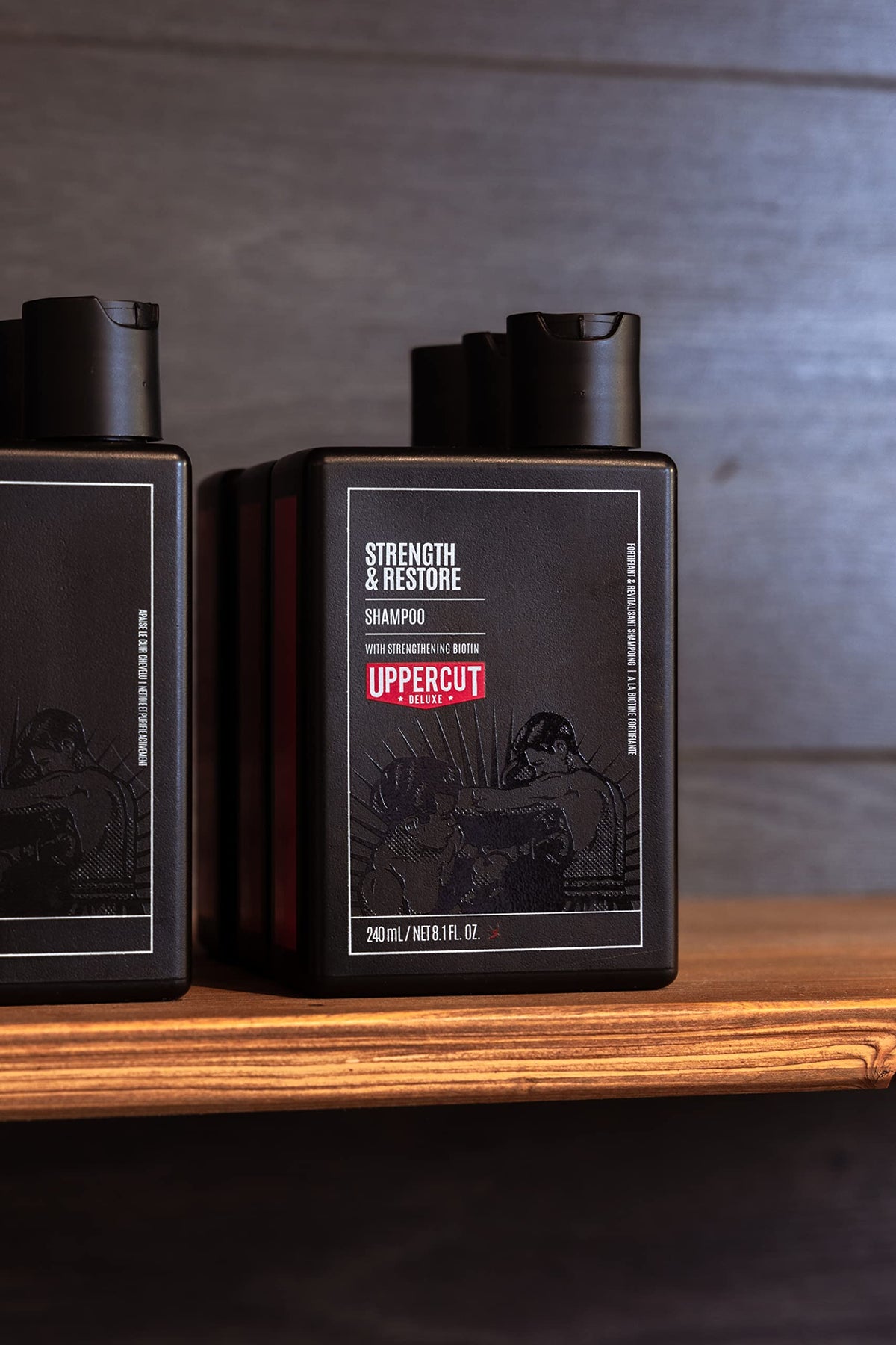 UPPERCUT DELUXE shampoo pouring into hand, shows easy application and creamy foam