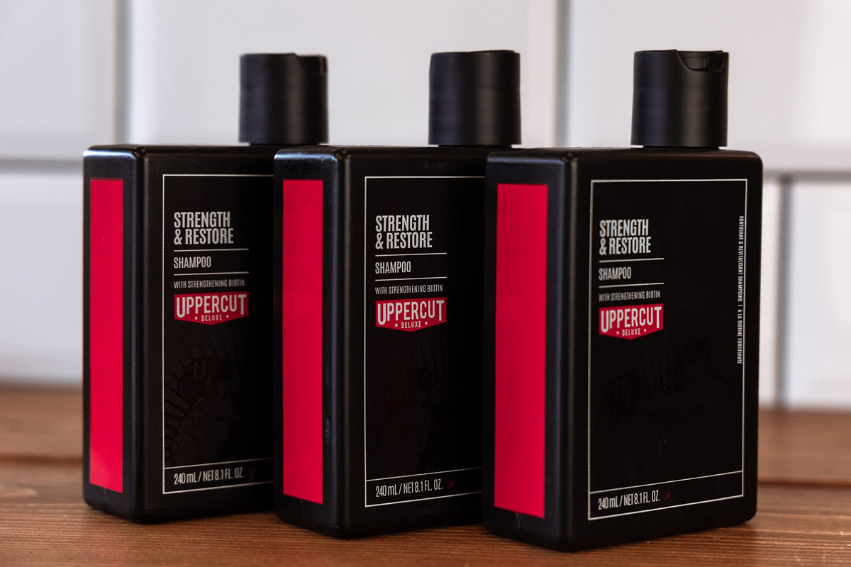 UPPERCUT DELUXE styled hair after wash, displays fuller-looking volume and texture