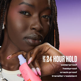 Urban Decay label close-up showing waterproof, 24-hour wear benefits