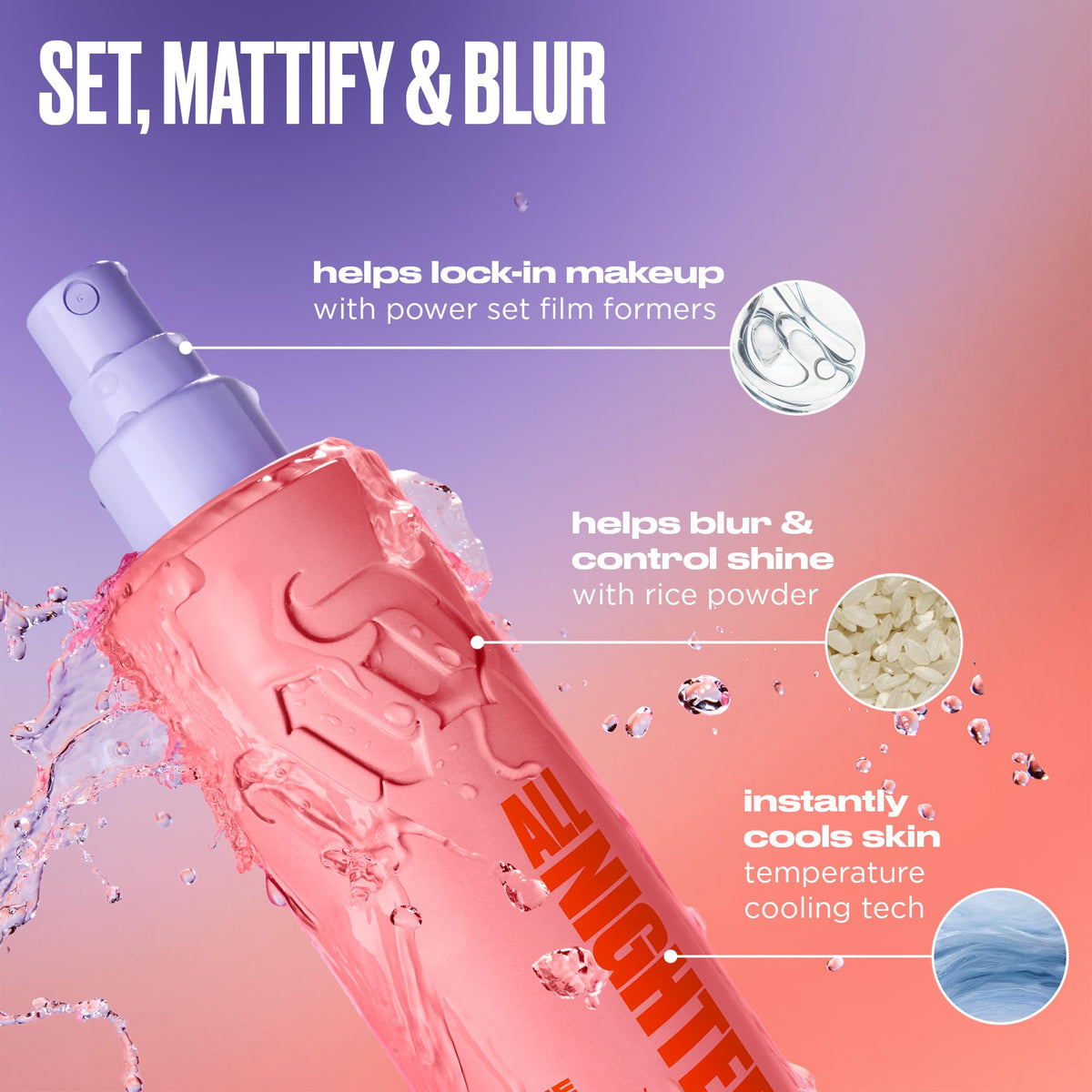 Urban Decay bottle in hand for size comparison and travel-friendly 4 fl oz