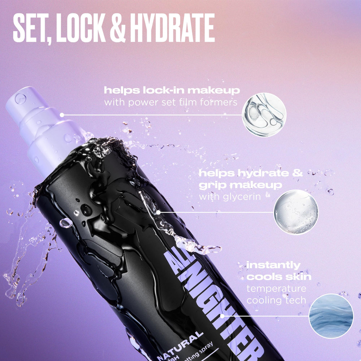 Urban Decay label detail highlighting ingredients and benefit of gentle hydration