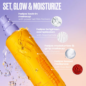 Urban Decay sprayed on sponge to blend cream makeup seamlessly
