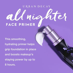 URBAN DECAY applying primer with fingertips for smooth base and easy blending