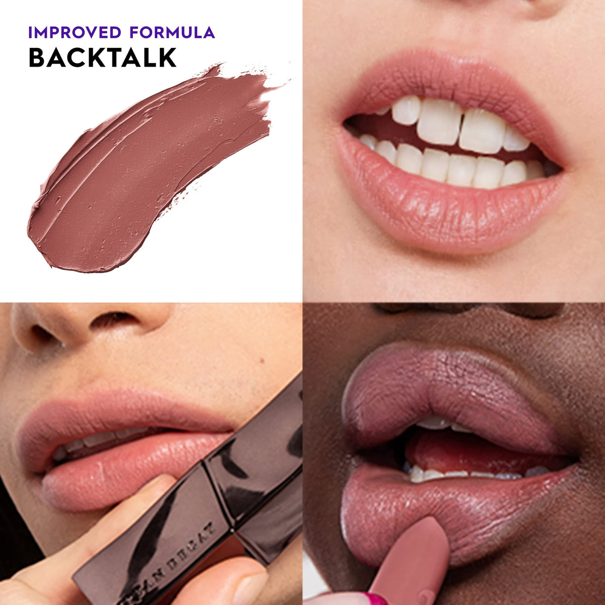URBAN DECAY Backtalk side profile of lipstick bullet for precise angled application