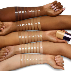 Urban Decay swatches on arm comparing shades showing shade-match benefit