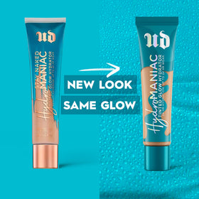 Urban Decay Hydromaniac on model in natural light, shows luminous glow and real-skin effect