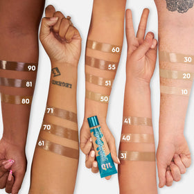 Urban Decay Hydromaniac pump and shade 51 Medium Neutral, demonstrates dispensing ease