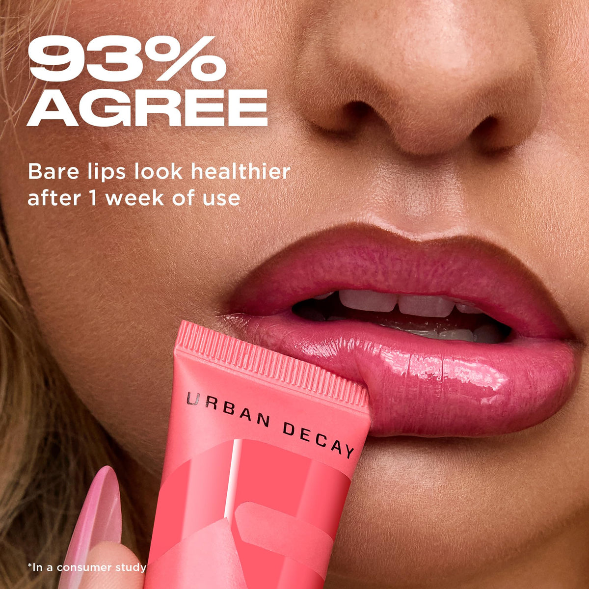 Urban Decay before and after week showing improved lip smoothness and fullness