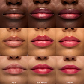 Urban Decay Fresita on lips closeup revealing custom pink stain and hydrated look