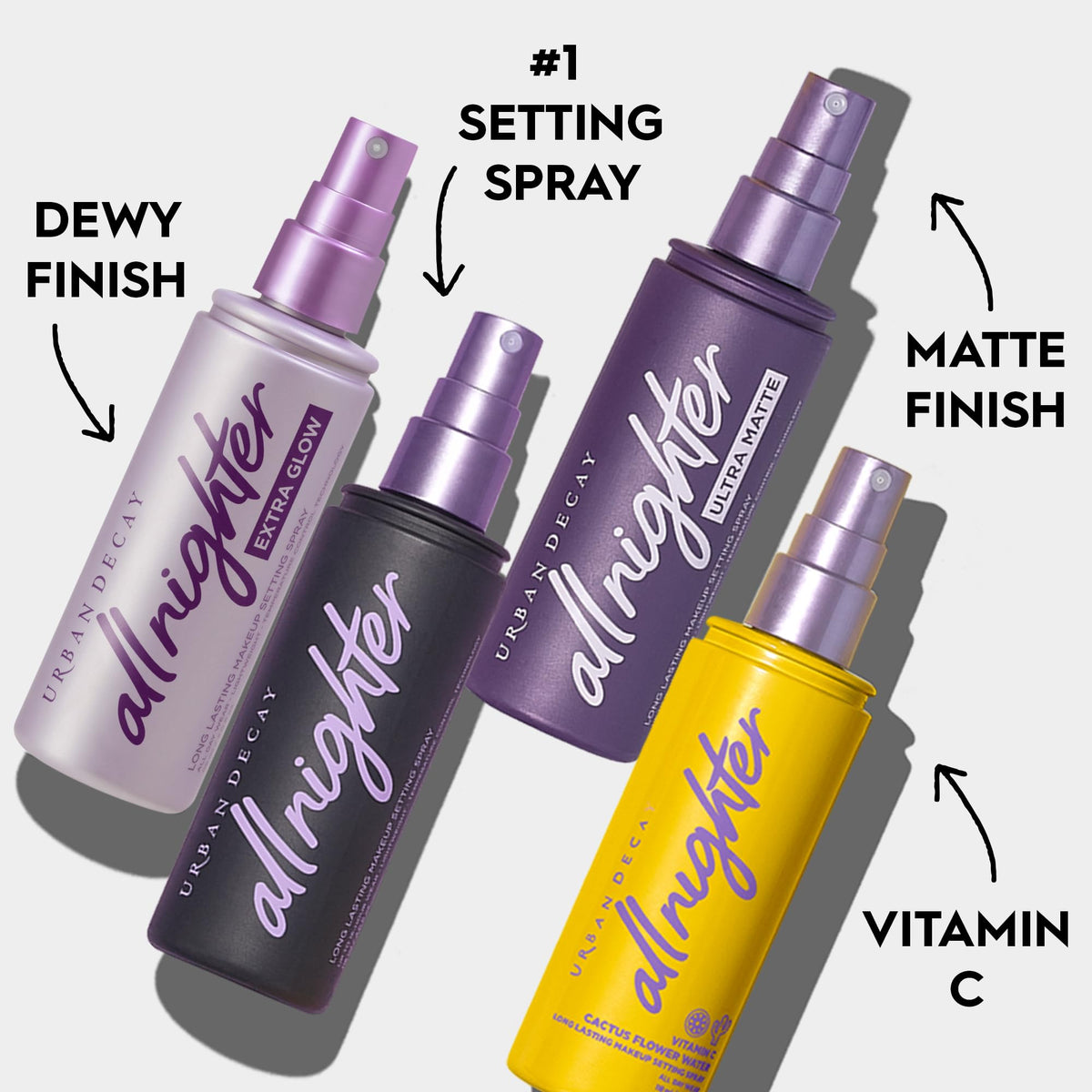 Urban Decay before and after makeup set comparison showing lasting, transfer-resistant benefit