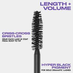 URBAN DECAY on model lashes illustrating dramatic length and waterproof wear benefit
