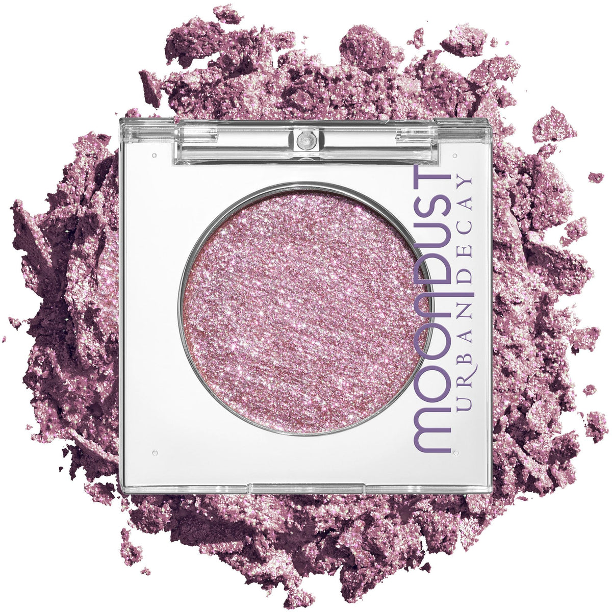 Urban Decay Moondust front packaging showing compact and shade label for quick identification