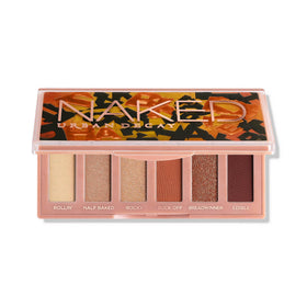 URBAN DECAY front view of mini palette showing six bronze shades and compact design benefit