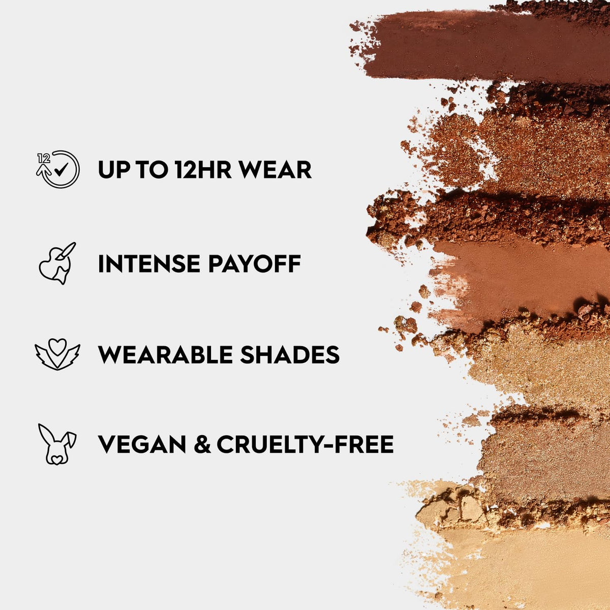 URBAN DECAY close-up of shadow pans showing creamy texture and rich payoff benefit
