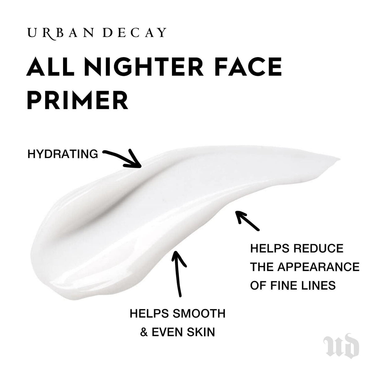 URBAN DECAY primer texture swirl showing silky sheen and hydrating finish on skin