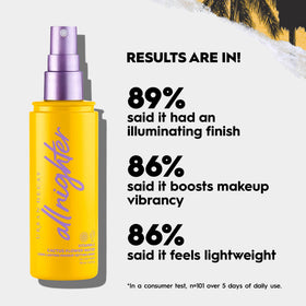 Urban Decay bottle in hand for size comparison and convenient travel benefit