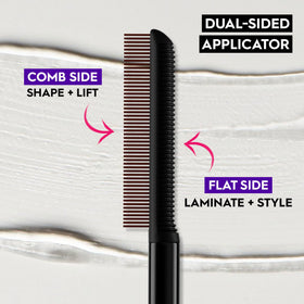 Urban Decay flat-side smoothing brows to set laminated shape cleanly