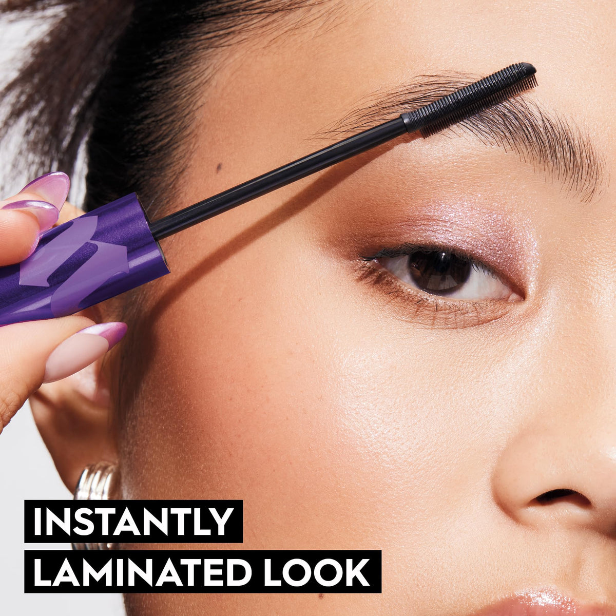 Urban Decay before and after brows demonstrating lifted, defined results