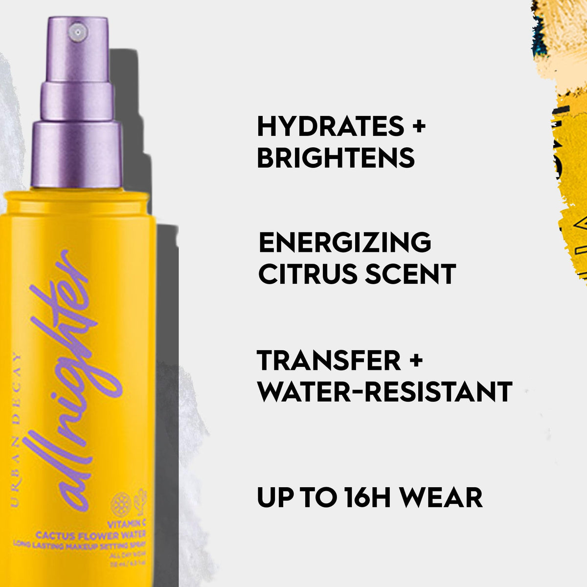 Urban Decay spray nozzle close-up demonstrating fine mist for even application