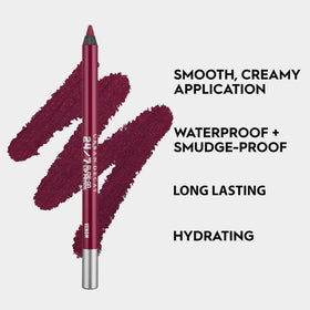 URBAN DECAY texture swatch on arm revealing rich plum color and smudge-resistant benefit