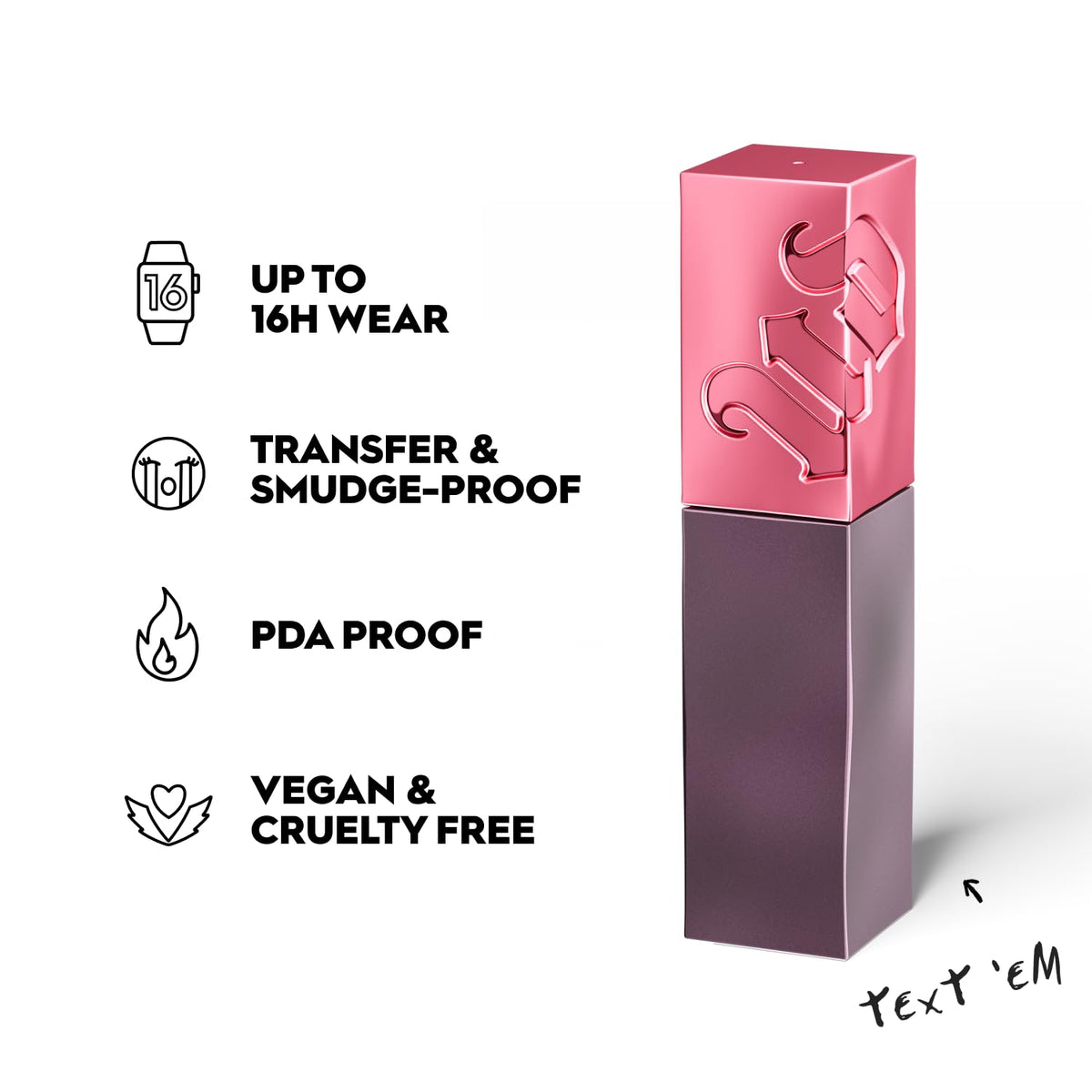 Urban Decay lip bond texture swipe showing creamy glossy coverage and true color benefit