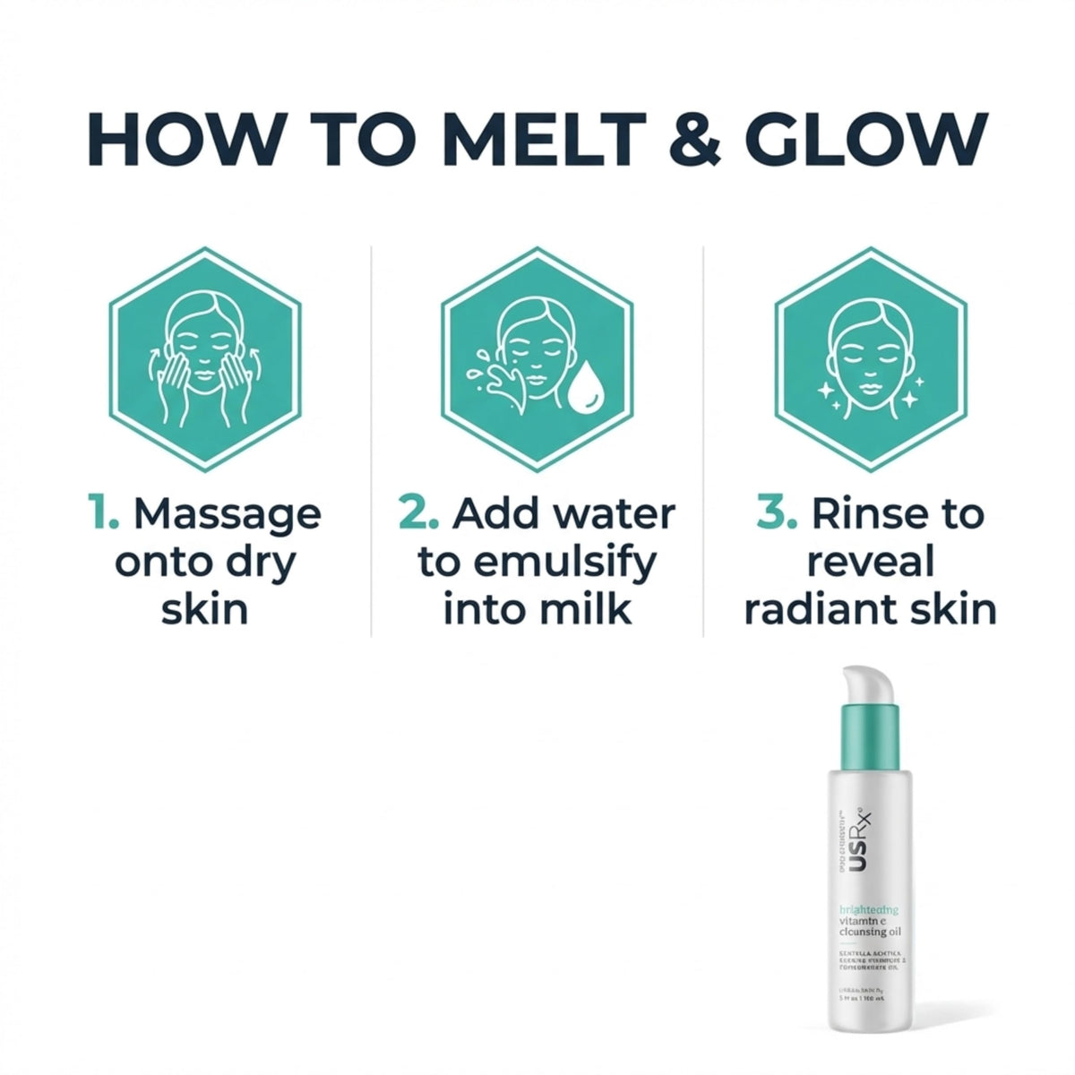 Urban Skin Rx removing mascara and makeup in use, effective gentle cleansing shown