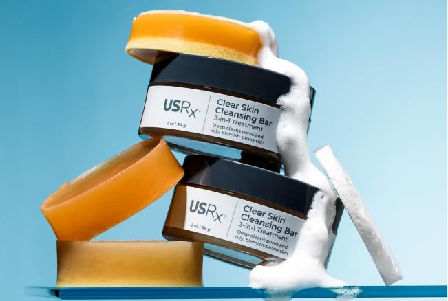 Urban Skin Rx foam applied as a short-contact mask on cheek demonstrating targeted treatment
