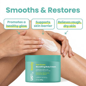 Urban Skin Rx opened jar with cream highlighting thick, nourishing formula for smooth skin