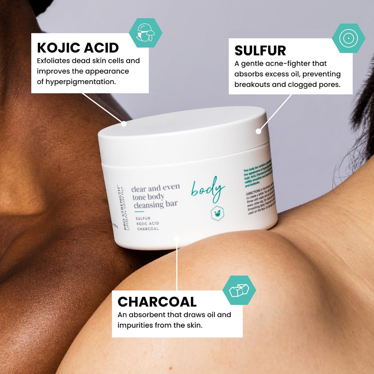 Urban Skin Rx bar lather close-up showing exfoliating texture to reveal smoother skin