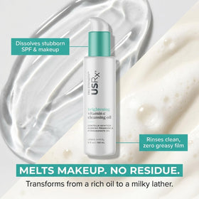 Urban Skin Rx oil transforming to milky lather texture, demonstrates easy emulsification