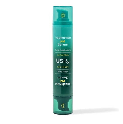 Urban Skin Rx front packaging showing dual AM/PM flip bottle for convenient travel