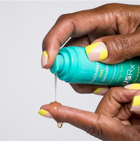 Urban Skin Rx PM serum pump releasing retinoid-active nighttime smoothing serum