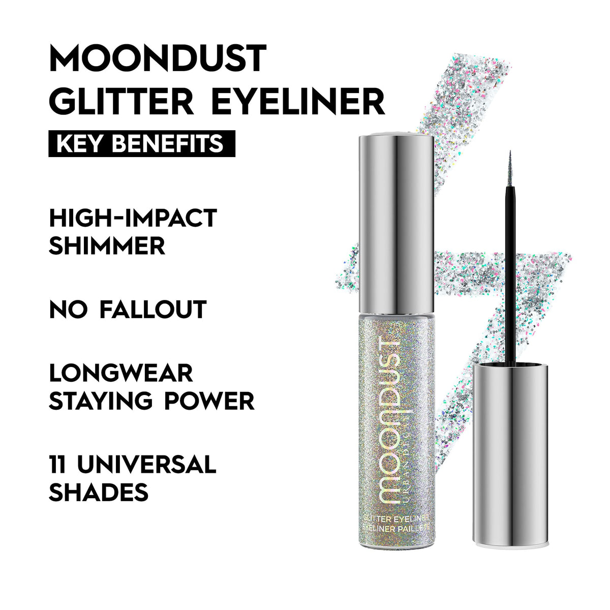 URBAN DECAY thin brush tip close-up for precise glitter application benefit