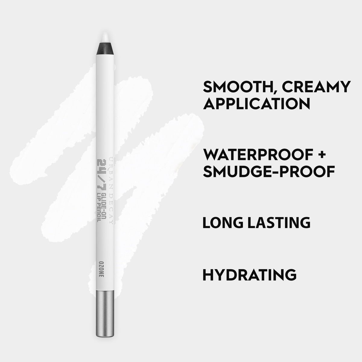 URBAN DECAY clear pencil texture swatched on skin showing invisible finish and barrier benefit