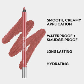 URBAN DECAY swatch on skin showing creamy metallic mauve-rose payoff