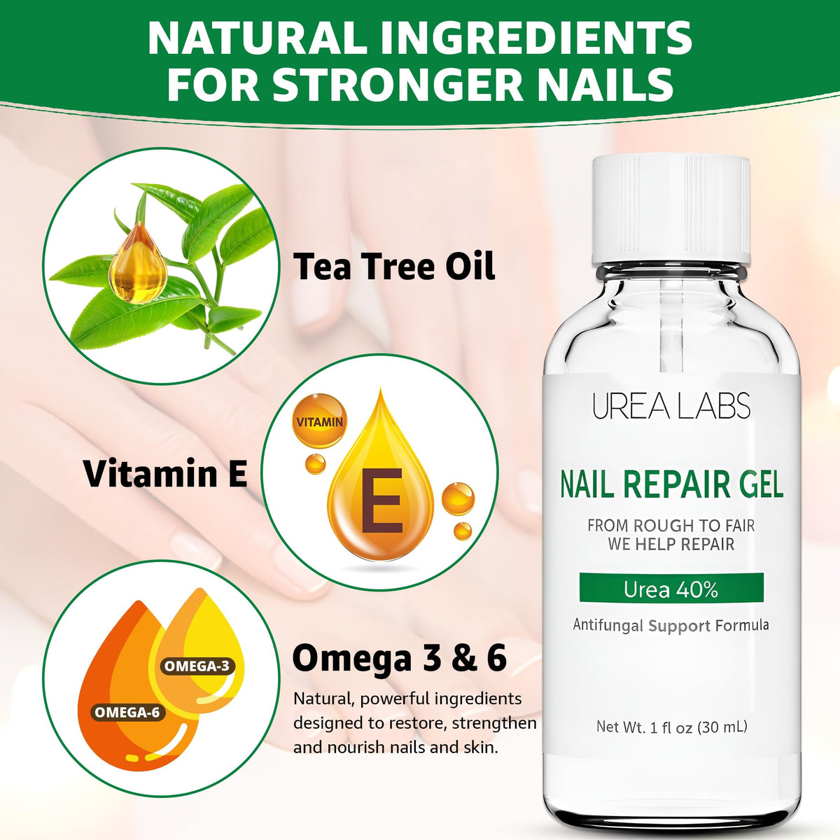UREA LABS ingredient label highlighting urea 40% and botanical oils for conditioning