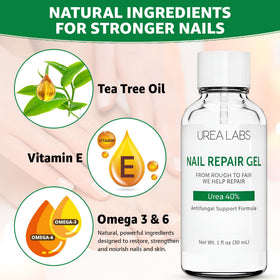 UREA LABS ingredient label highlighting urea 40% and botanical oils for conditioning