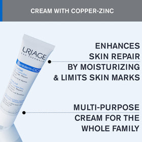 Uriage cream applied on hand illustrating fast soothing action