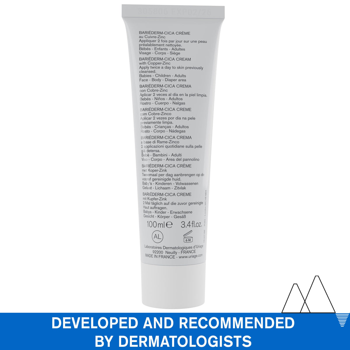 Uriage family lifestyle image showing multi-age gentle skin care