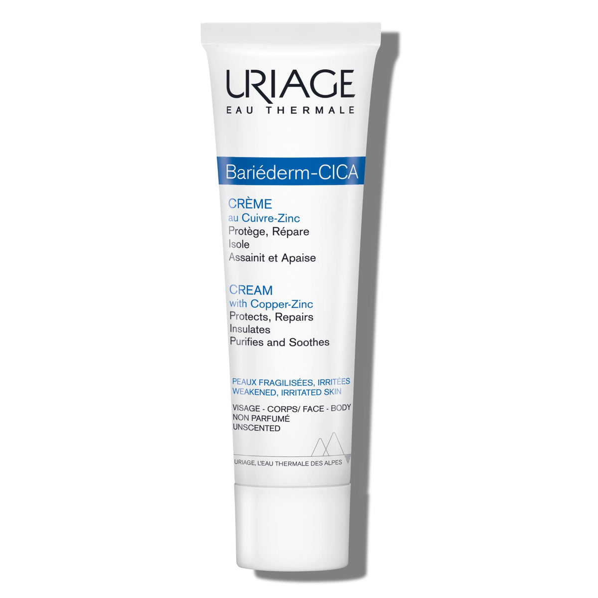 Uriage Bariéderm-CICA front jar view showing soothing restore benefits
