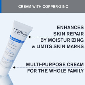 Uriage Bariéderm-CICA ingredients visual with copper zinc and hyaluronic benefits